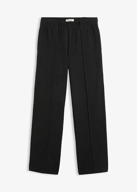 Schlupfhose aus weichem Rippjersey in schwarz von vorne - bonprix