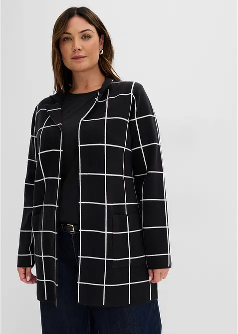 Longstrickjacke in schwarz von vorne (im Anschnitt) - bonprix