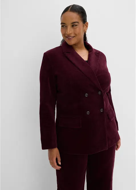 Cord-Blazer als Zweireiher in rot von vorne (im Anschnitt) - bonprix