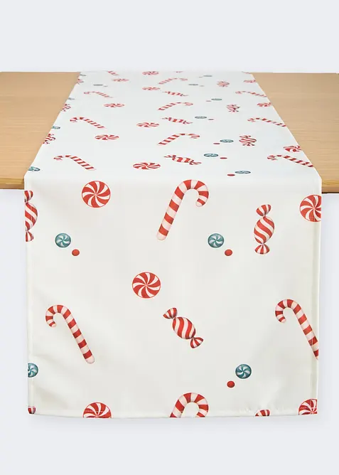 Tischläufer mit Weihnachtsmotiv, wasserabweisend in beige von vorne - bonprix