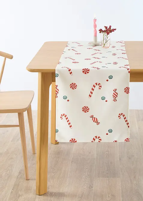 Tischläufer mit Weihnachtsmotiv, wasserabweisend in beige - bonprix