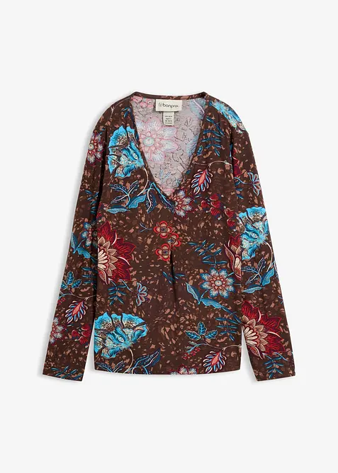 Tunika-Shirt aus fließender Viskose in braun von vorne - bonprix