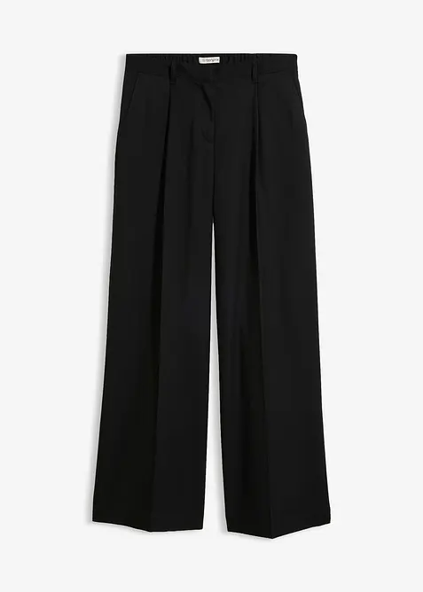 Weite Hose in Wolloptik aus Viskose-Mix in schwarz von vorne - bonprix