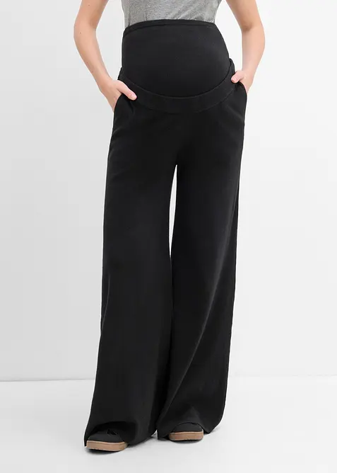 Umstandshose aus weichem Strick, Straight Leg in schwarz von vorne - bonprix