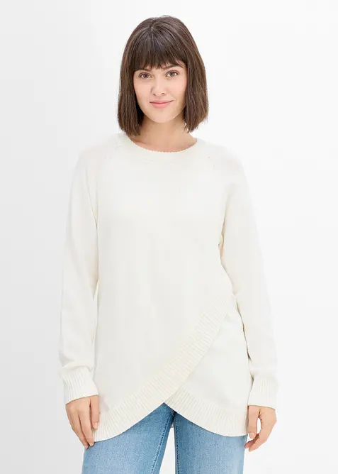 2-in-1 weicher Umstands- und Stillpullover in weiß von vorne (im Anschnitt) - bonprix