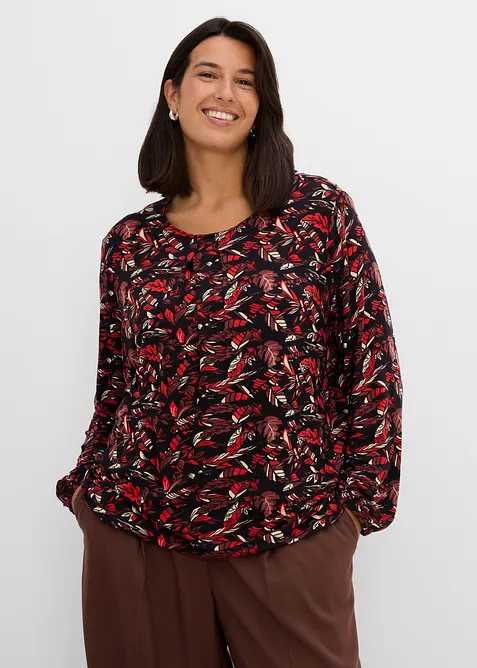 Shirt aus fließender Viskose in blau von vorne (im Anschnitt) - bonprix
