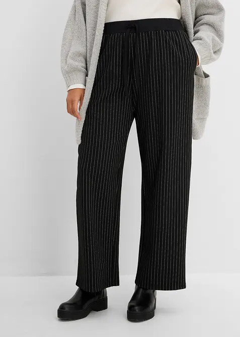 Jersey-Hose aus Punto di Roma in schwarz von vorne - bonprix