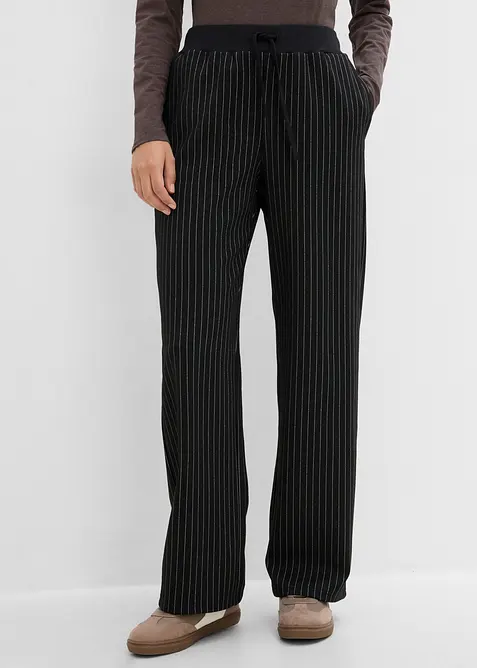 Jersey-Hose aus Punto di Roma in schwarz von vorne - bonprix