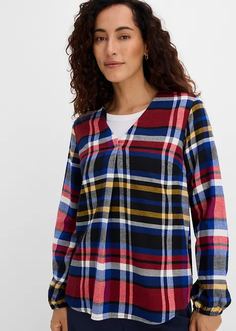 Flanell-Tunika aus reiner Bio-Baumwolle in rot von vorne (im Anschnitt) - bonprix