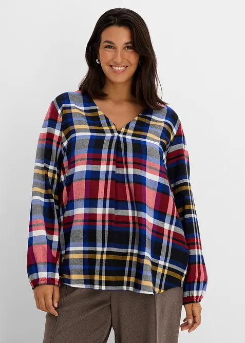 Flanell-Tunika aus reiner Bio-Baumwolle in rot von vorne (im Anschnitt) - bonprix