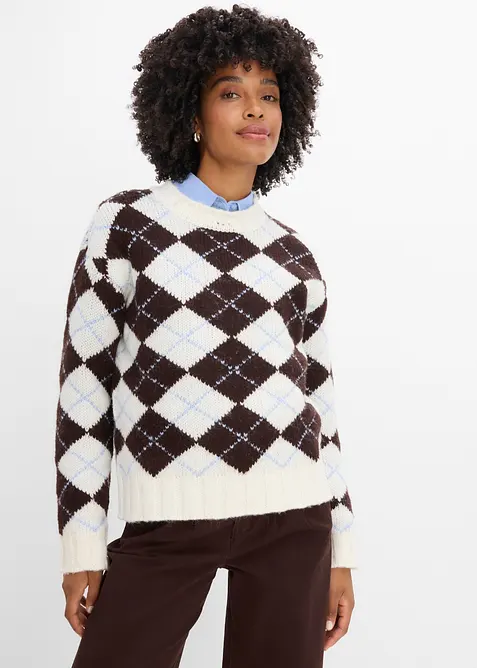 Norweger-Pullover in blau von vorne (im Anschnitt) - bonprix