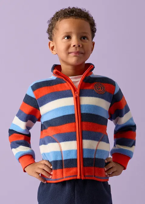 Lurchi Fleecejacke mit Kontrastdetails in blau von vorne (im Anschnitt) - Lurchi