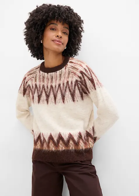 Fair Isle Pullover in weiß von vorne (im Anschnitt) - bonprix