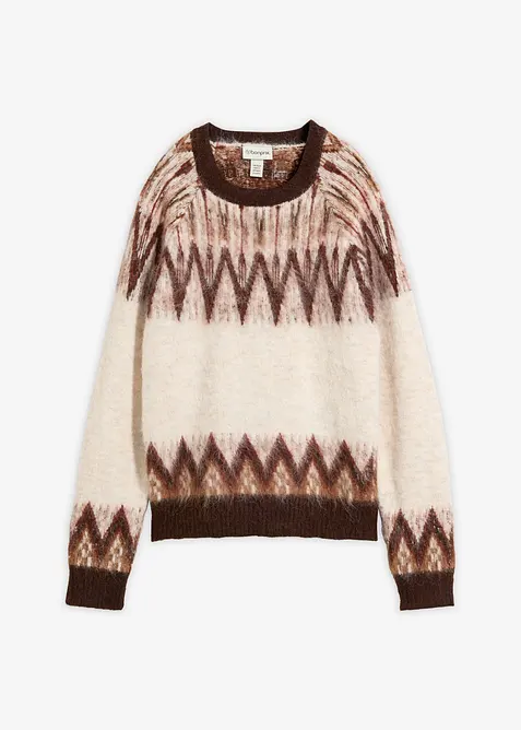 Fair Isle Pullover in weiß von vorne - bonprix