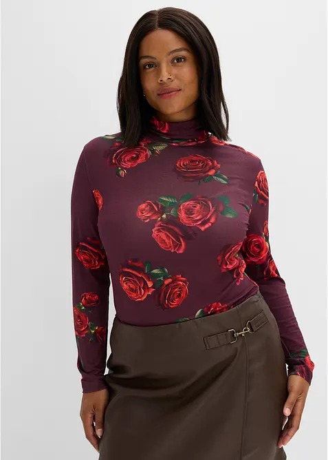 Langarmshirt aus softem Viskose-Mix in rot von vorne (im Anschnitt) - bonprix