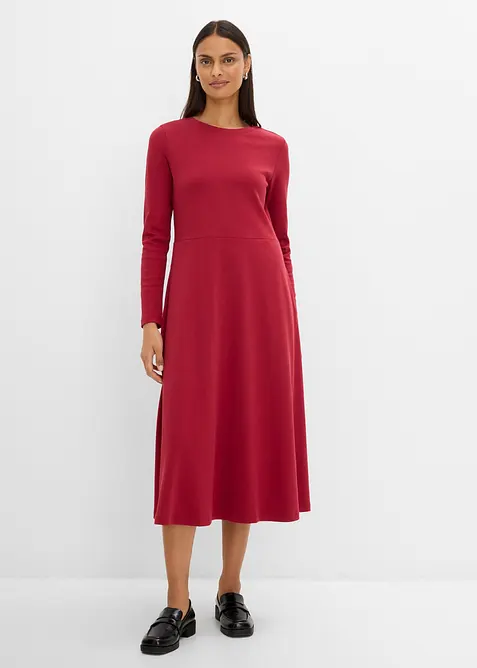 Midikleid aus schwerer Bio-Baumwolle in rot von vorne (Totalaufnahme) - bonprix