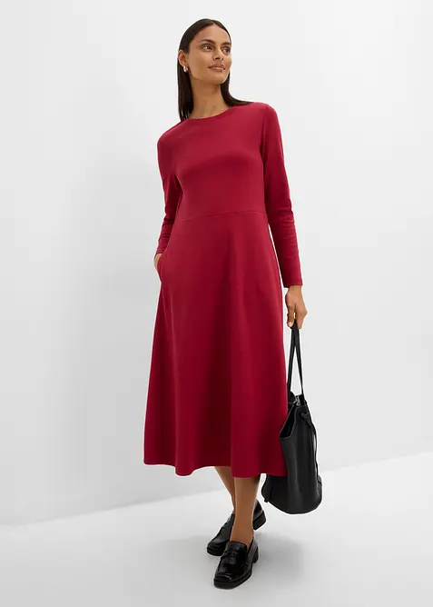 Midikleid aus schwerer Bio-Baumwolle in rot im Look von vorne (Totalaufnahme) - bonprix
