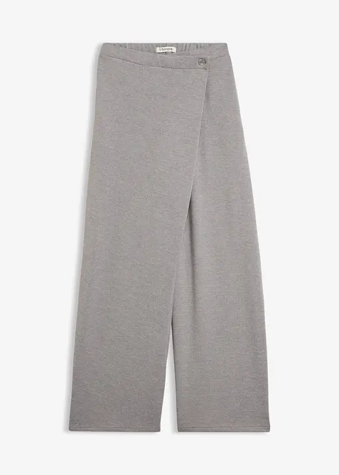 Piqué-Hose mit asymmetrischem Verlauf in grau von vorne - bonprix