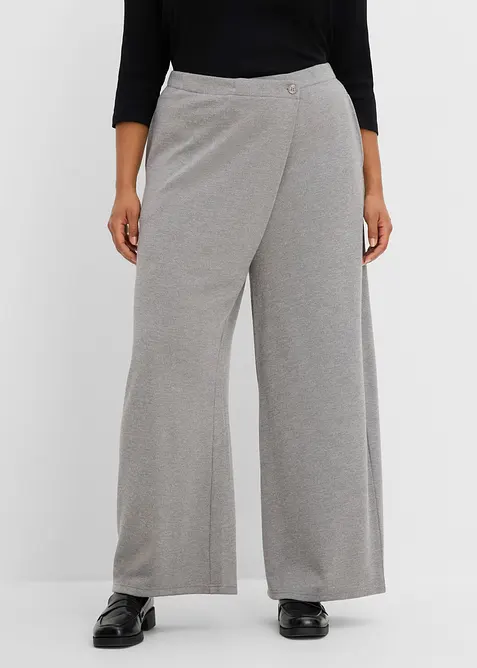 Piqué-Hose mit asymmetrischem Verlauf in grau von vorne - bonprix