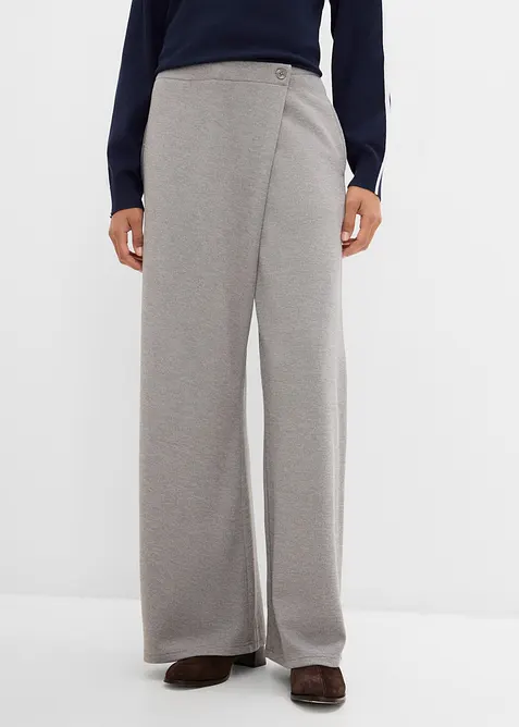 Piqué-Hose mit asymmetrischem Verlauf in grau von vorne - bonprix