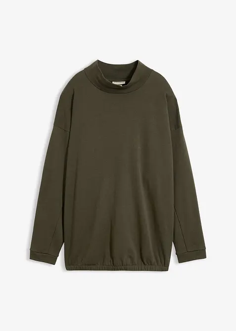 Sweatshirt aus weichem Baumwoll-Mix in grün von vorne - bonprix