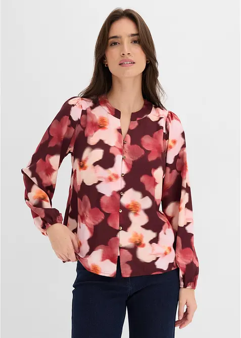 Bluse aus strukturiertem Crêpe in rot von vorne (im Anschnitt) - bonprix