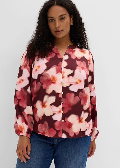 Bluse aus strukturiertem Crêpe in rot von vorne (im Anschnitt) - bonprix