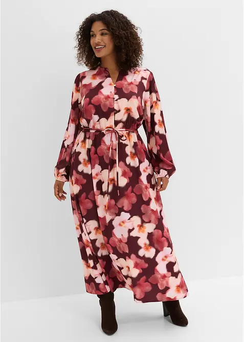 Maxikleid mit ausgestelltem Rock in rot von vorne (Totalaufnahme) - bonprix