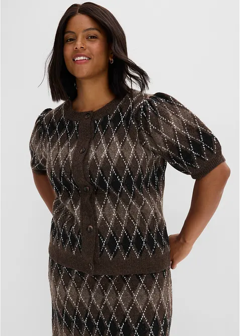 Strickjacke in schwarz von vorne (im Anschnitt) - bonprix