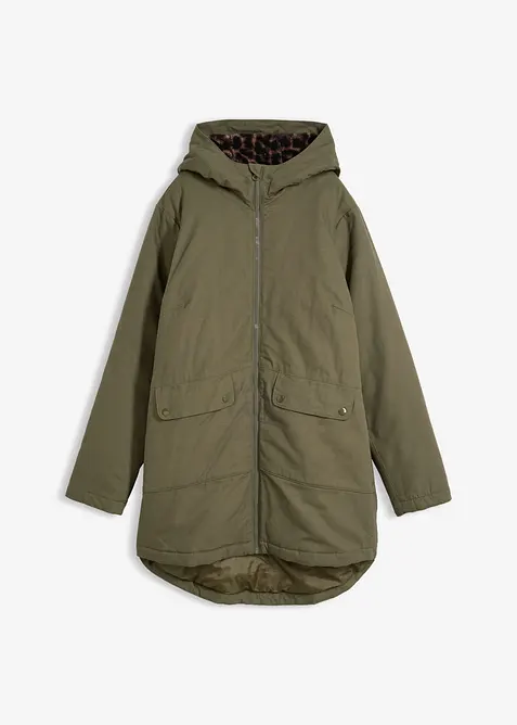 Parka mit Teddyfleece in grün von vorne - bonprix