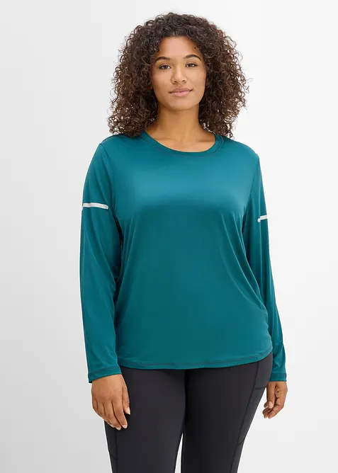 Sport-Shirt mit reflektierenden Details (2er Pack), schnelltrocknend in schwarz von vorne (im Anschnitt) - bonprix