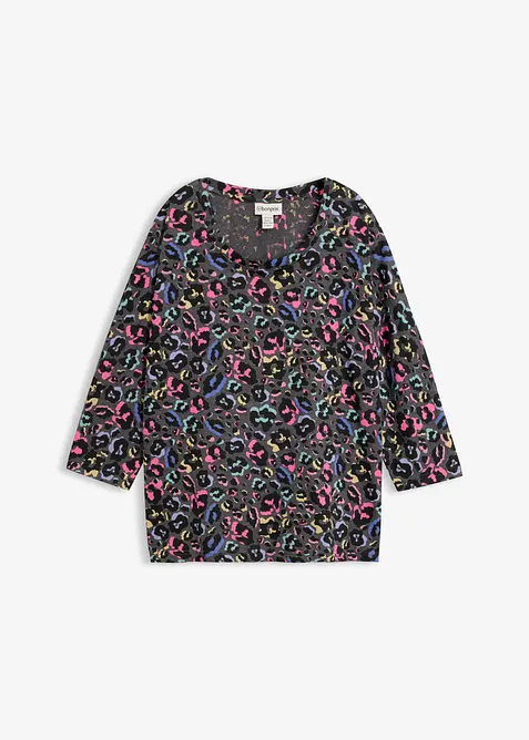 Oversize-Shirt aus Baumwoll-Mix in grau von vorne - bonprix