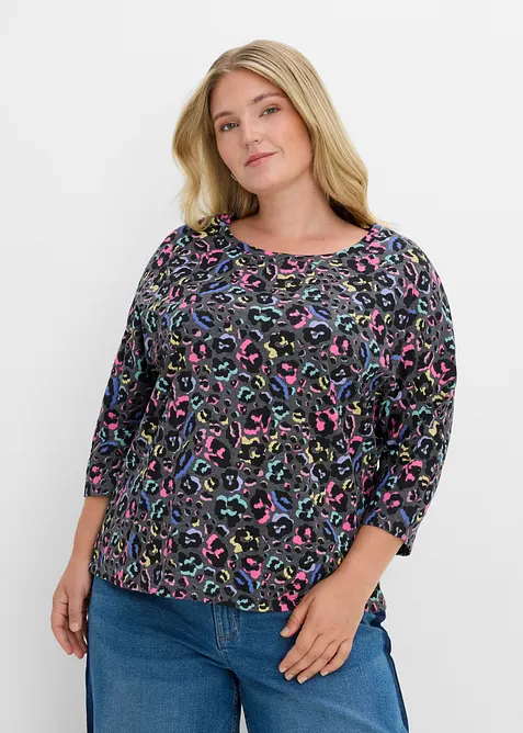 Oversize-Shirt aus Baumwoll-Mix in grau von vorne (im Anschnitt) - bonprix