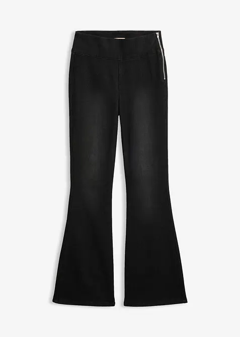 Wärmende Jeggings High Waist, Bequembund in schwarz von vorne - bonprix