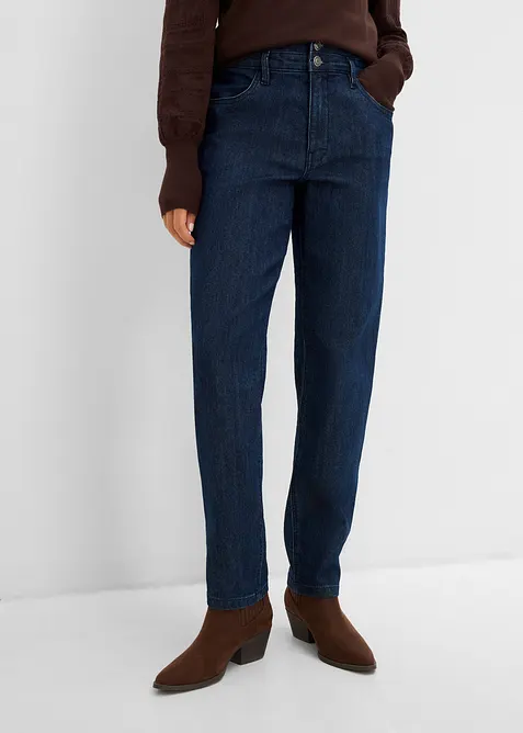 Mom-Jeans High Waist, Bequembund in blau von vorne - bonprix
