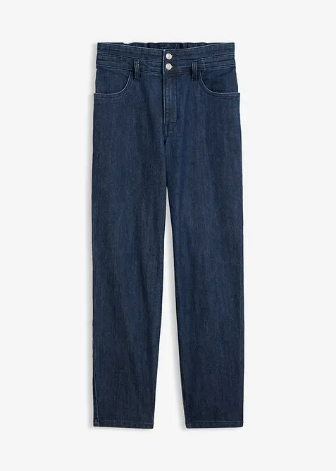 Mom-Jeans High Waist, Bequembund in blau von vorne - bonprix