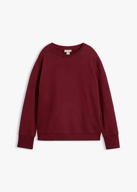 Oversize-Sweatshirt aus weichem Baumwoll-Mix in rot von vorne - bonprix