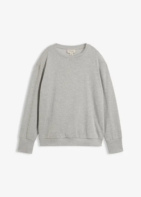 Oversize-Sweatshirt aus weichem Baumwoll-Mix in grau von vorne - bonprix