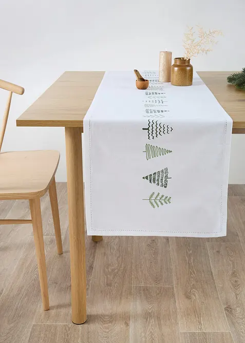 Tischläufer aus Bio-Baumwolle in weiß - bonprix