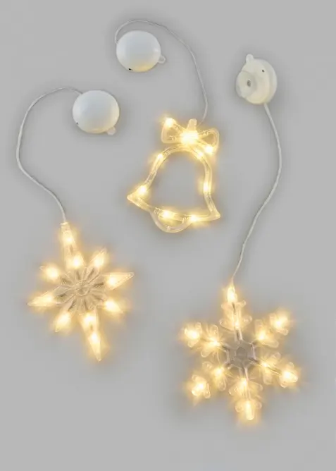 LED-Hängedeko mit Saugnäpfen (3er Pack) in weiß von vorne - bonprix