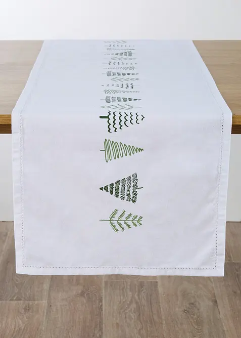 Tischläufer aus Bio-Baumwolle in weiß von vorne - bonprix