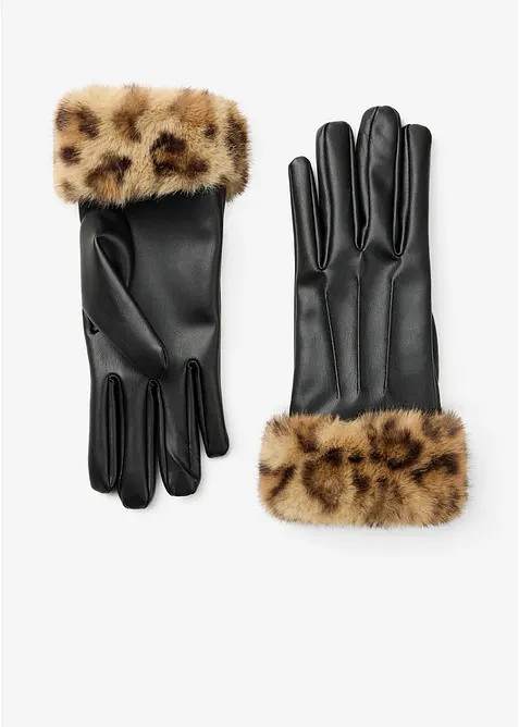 Handschuhe im Leolook in schwarz von vorne - bonprix