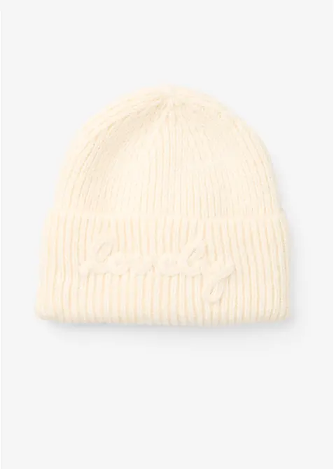 Mütze mit Schriftzug in beige von vorne - bonprix