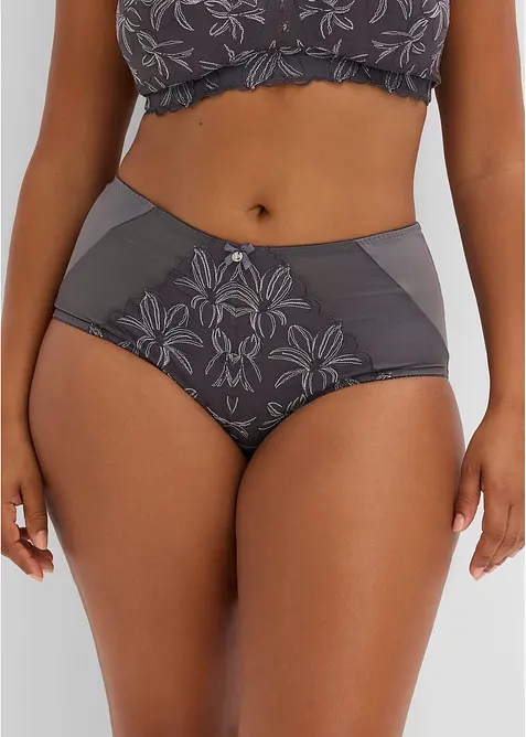 Formslip mit zarter Stickerei in grau von vorne - bonprix