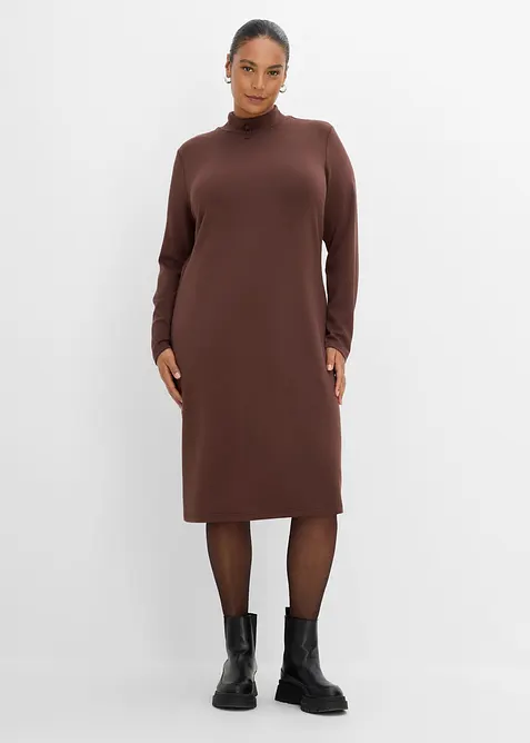 Knielanges Minikleid mit Turtleneck in braun von vorne (Totalaufnahme) - bonprix
