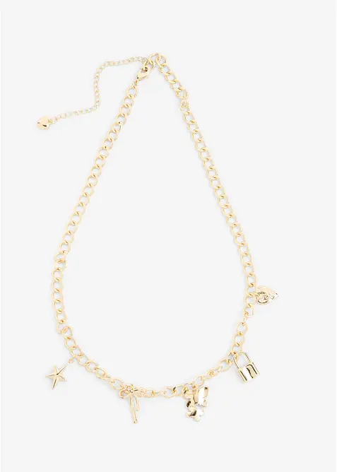 Kette mit Charms in gold von vorne - bonprix