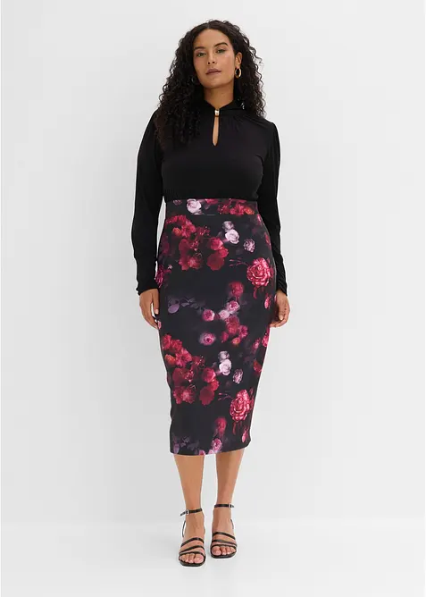 Maxikleid in schwarz von vorne (Totalaufnahme) - bonprix