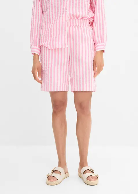 Musselin-Shorts aus reiner Baumwolle in rosa von vorne - bonprix