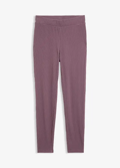 Warme gerippte Thermo-Leggings in lila von vorne - bonprix