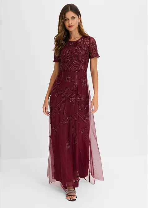 Abendkleid mit Paillettenstickerei in rot im Look von vorne (Totalaufnahme) - bonprix
